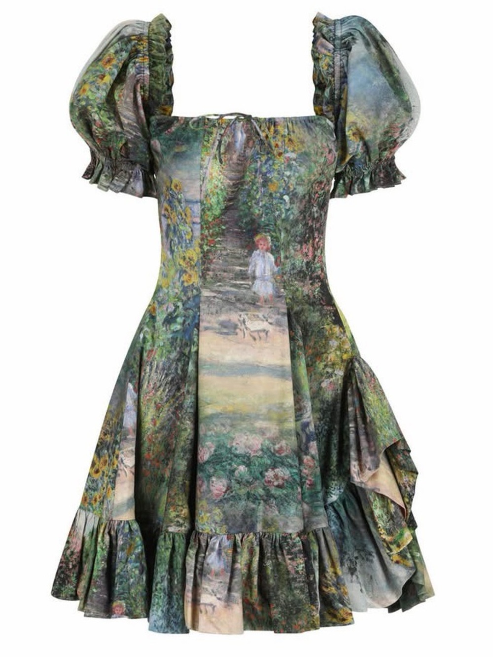 SELKIE Money Inspired Puff Sleeve Mini Dress